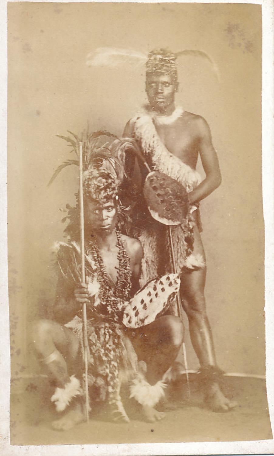 Zulu Warriors Carry Shield and Spears C1870