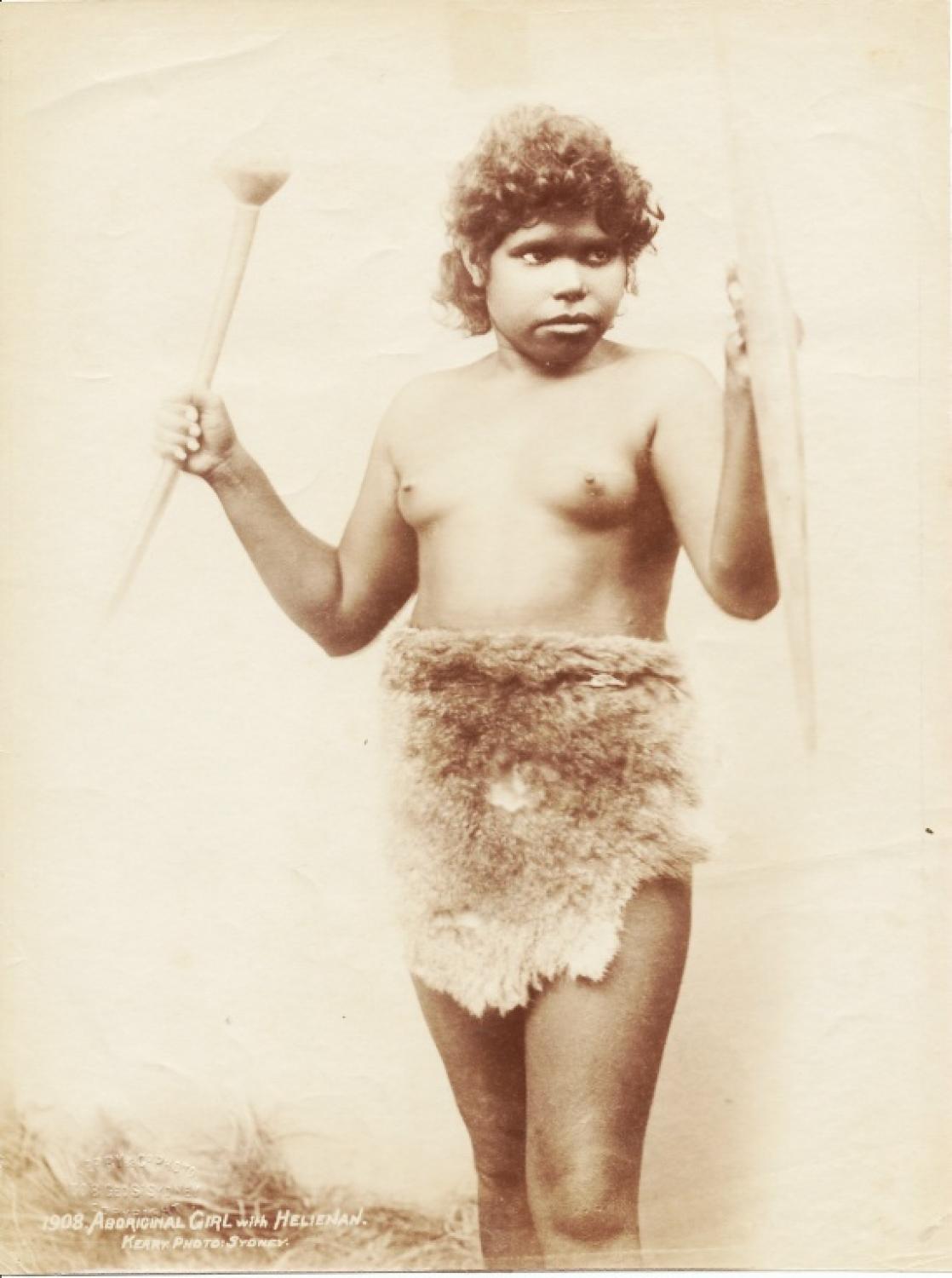 Aboriginal Girl with Club & Shield Australia