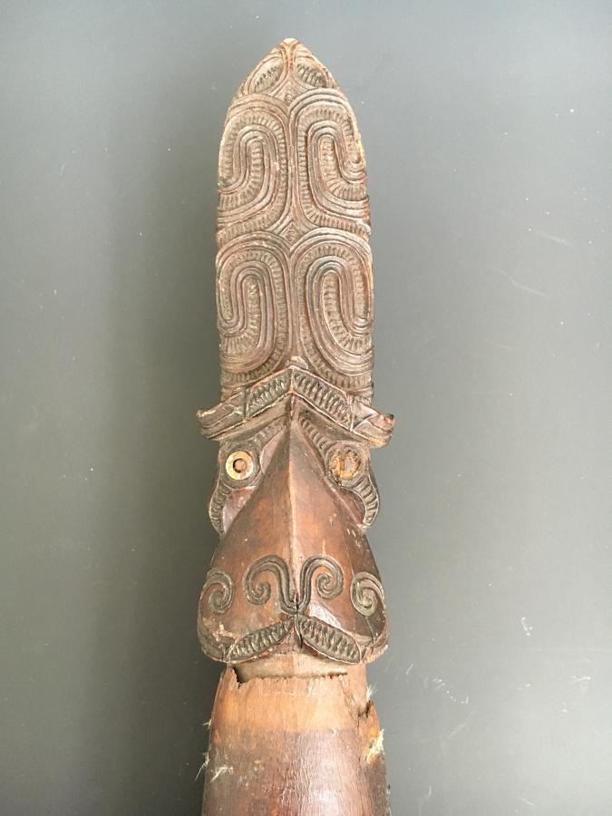Maori Taiaha with Feather Block mid 19th cent