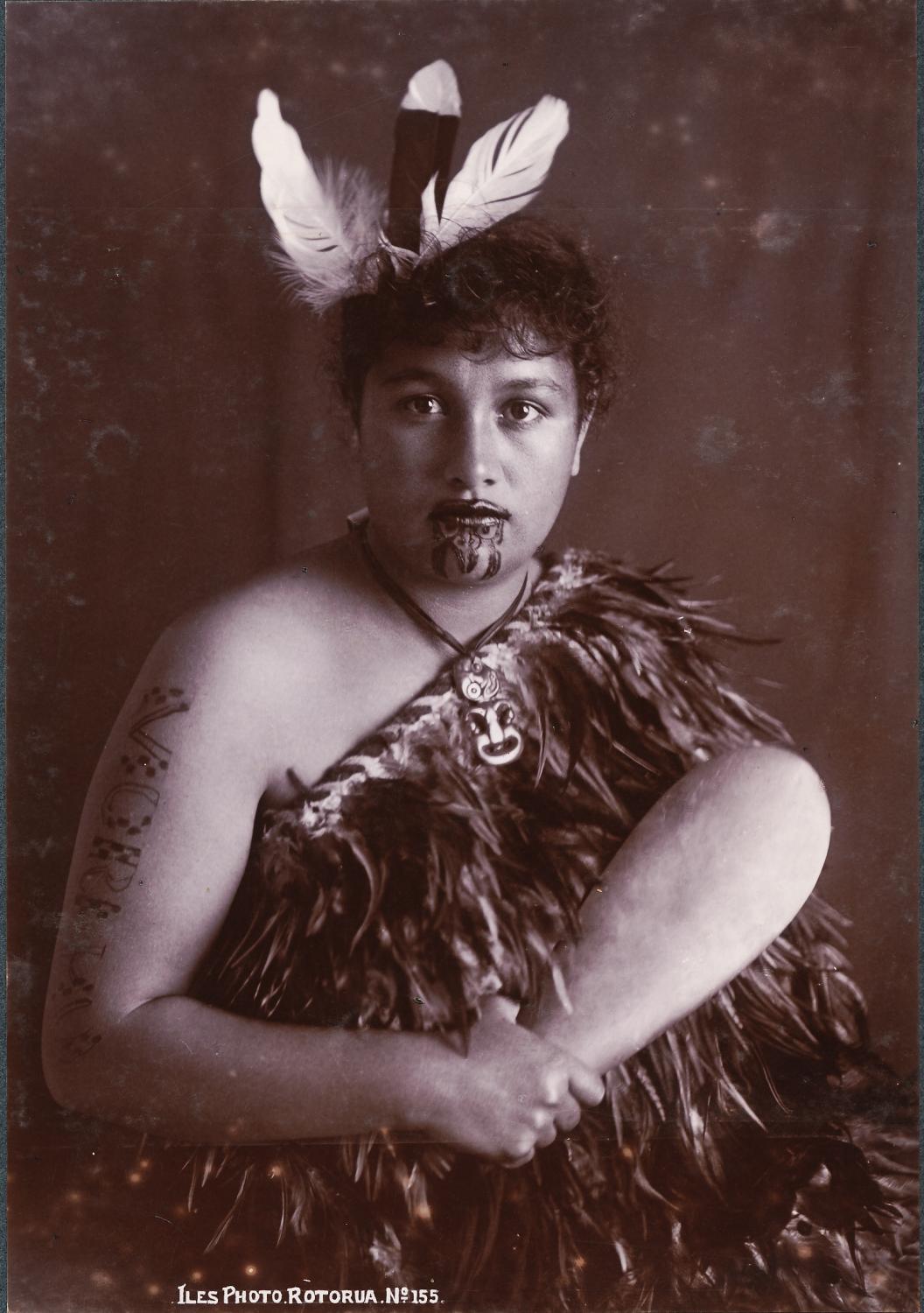 Maori Girl with Moko Tattoo By Iles N.Z.C1890