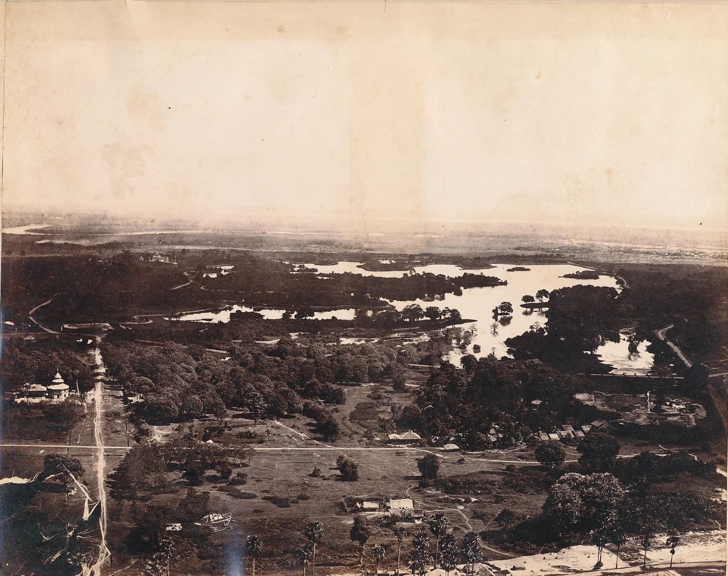 A View of the Lakes from the Pagoda Rangoon Burma C1875