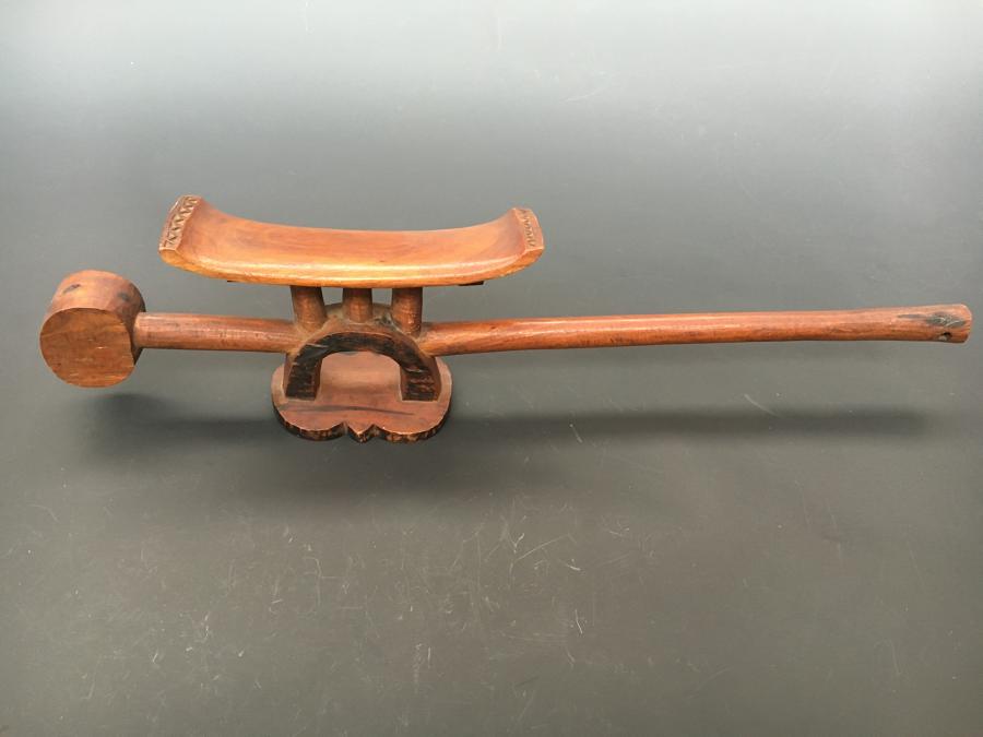 Rare Tsonga headrest incorporating a staff