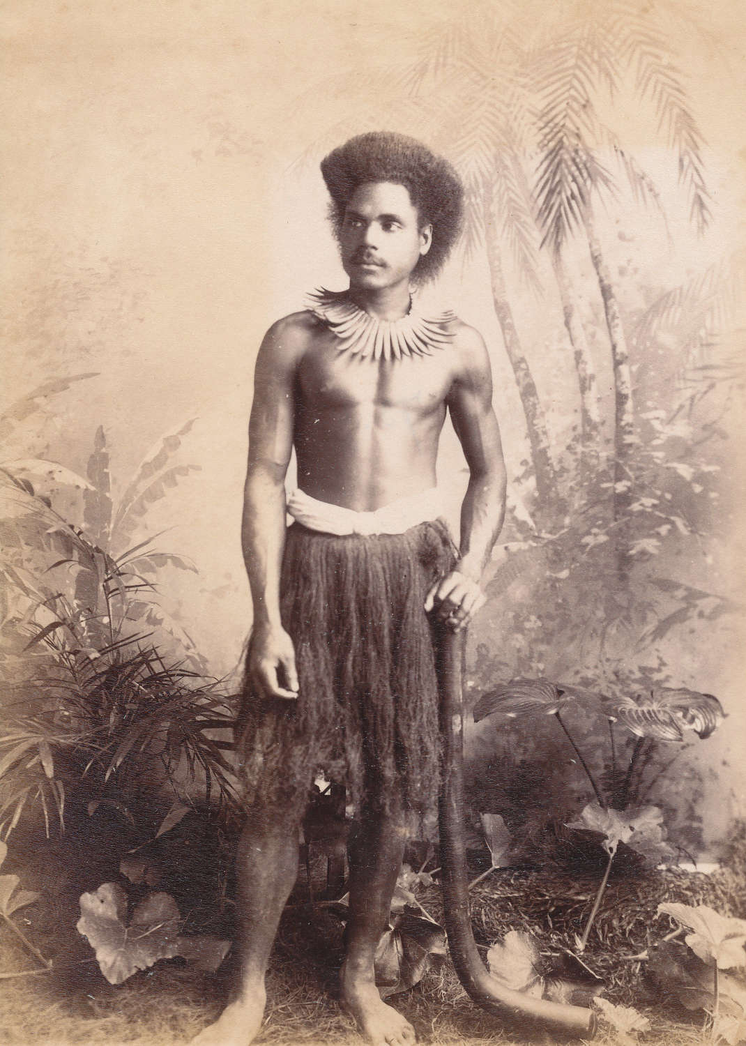 Fijian Warrior with Club Fiji C1885