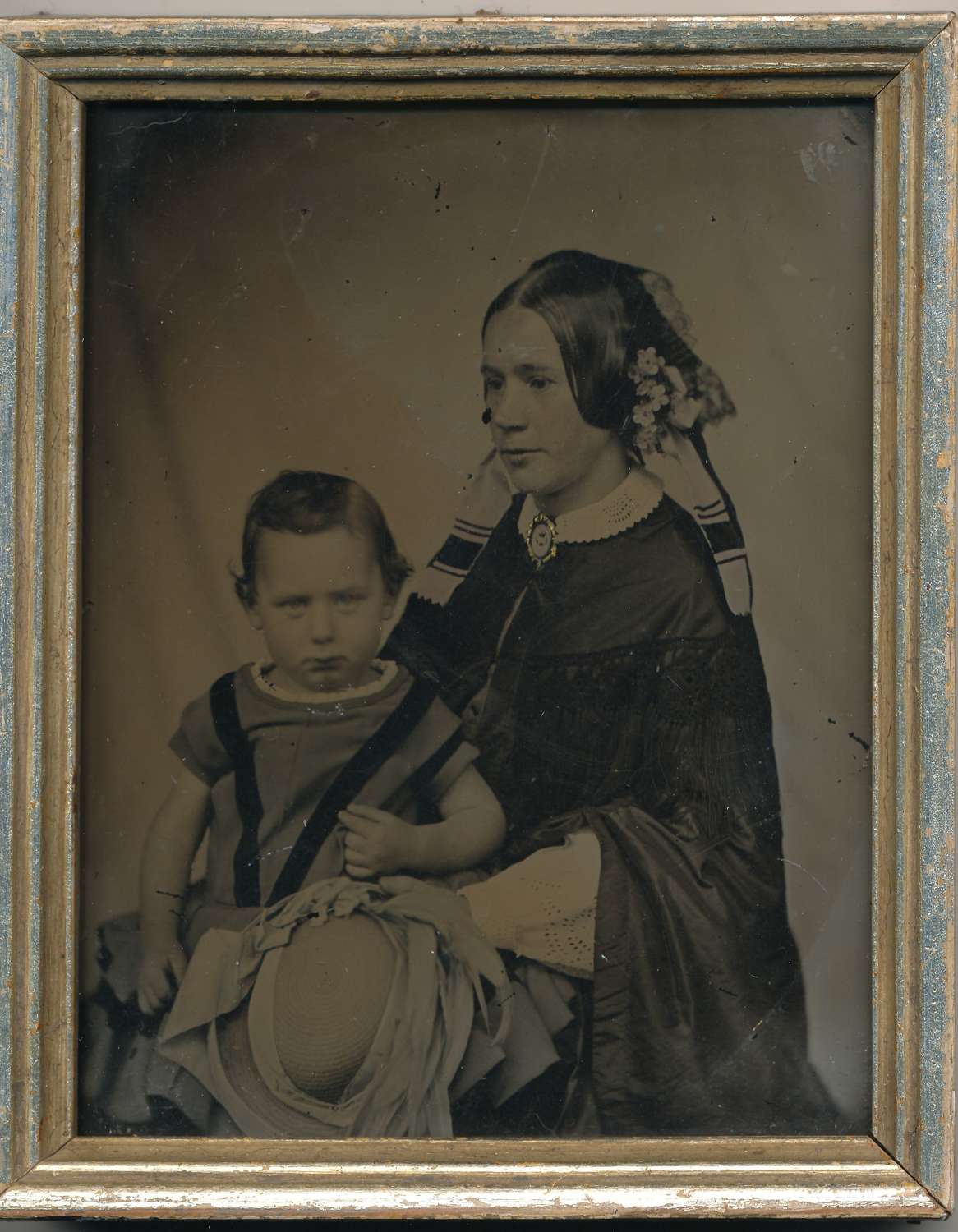 1/4 Plate Ambrotype of Mother & Daughter, C1855.