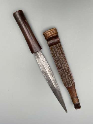 Shona dagger with carved wooden sheath Zimbabwa  Africa