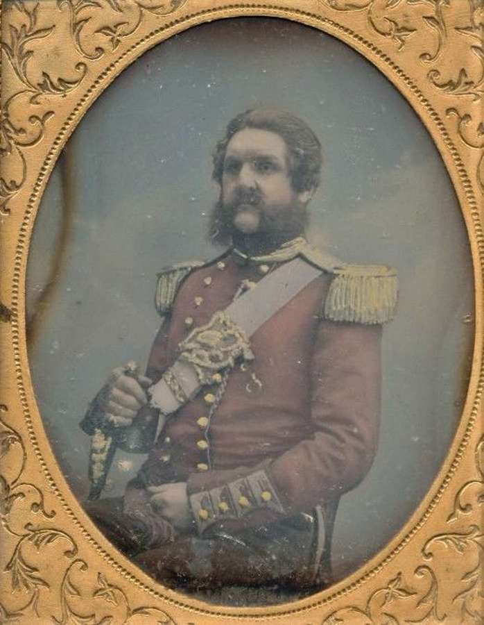 Hand Tinted 1/9 Plate Daguerreotype of a High-Ranking British Military
