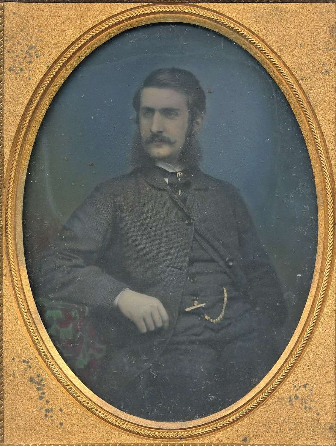 Superb Early Hand Tinted 1/4 Plate Ambrotype of A Gentleman