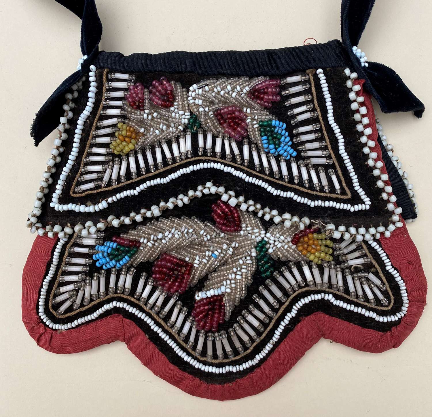 Native American Indian Both Sided Bead Work Bag Pouch