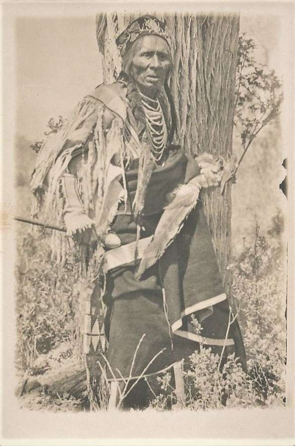 Native American Indian head club and Knife Sheath C1920 - 1930