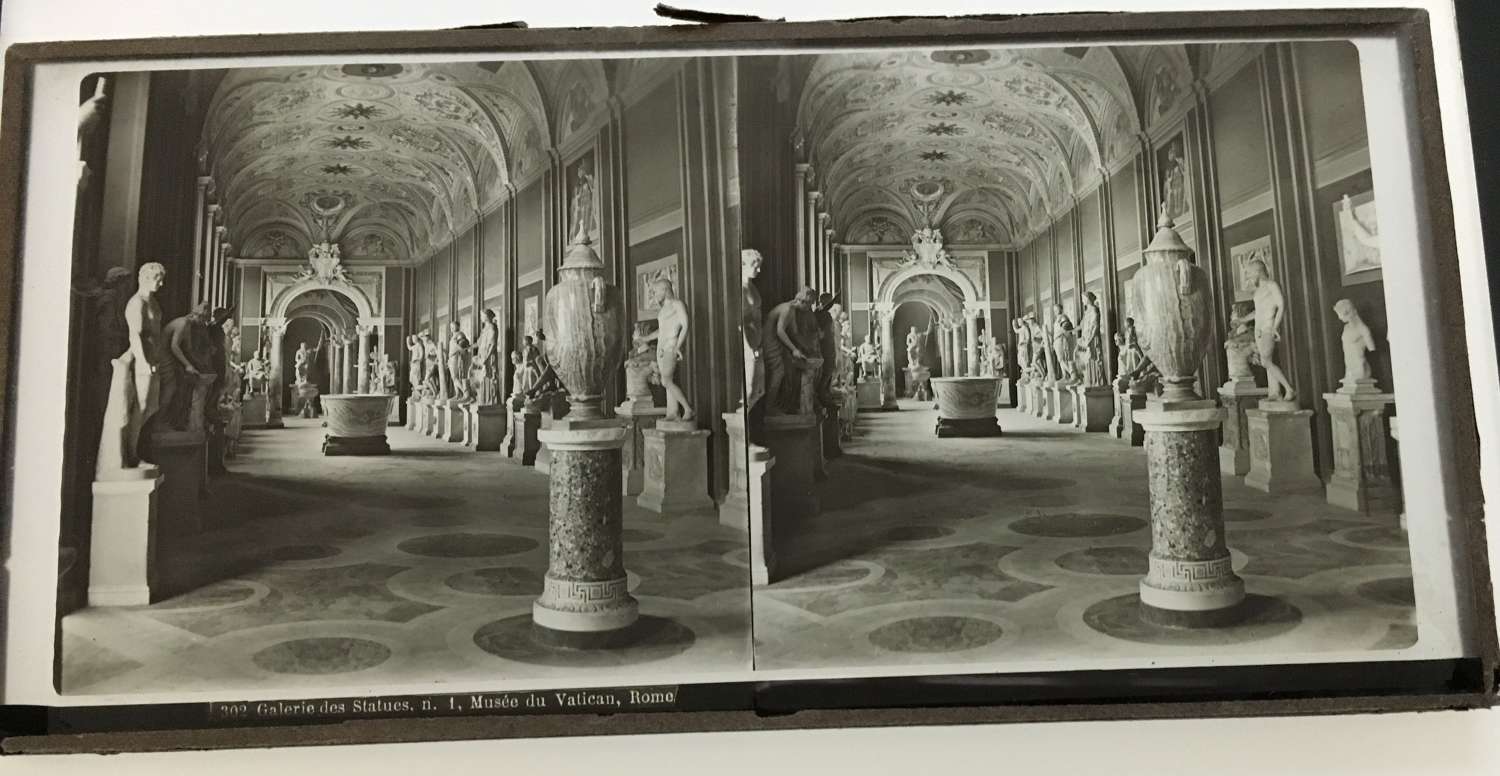 Stereo Glass Galerie de Statues Vatican Rome Italy No. 302 C1860