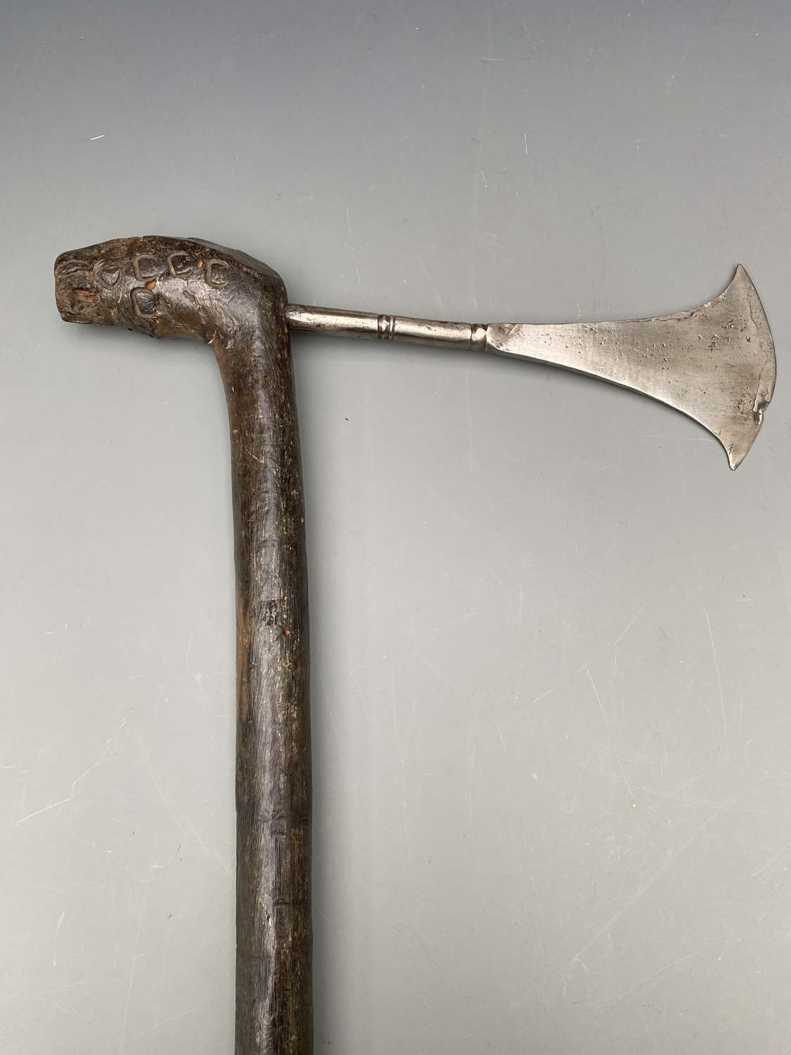Congo Axe with a Polished iron blade and stained wood handle