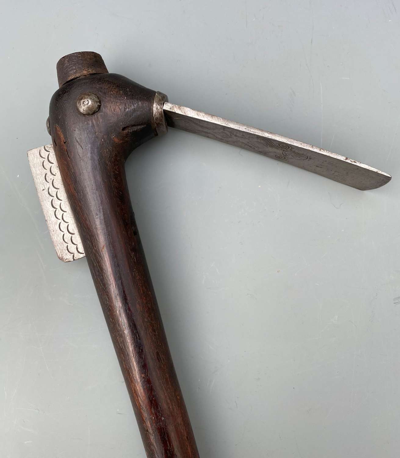 A Dahomey  Axe Benin with an Engraved Iron Blades