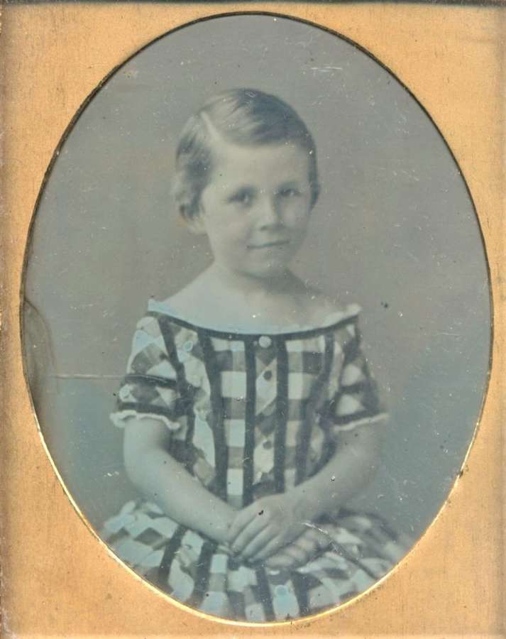 Hand Tinted 1/9 Plate Daguerreotype of a Beautiful Little Girl  C185