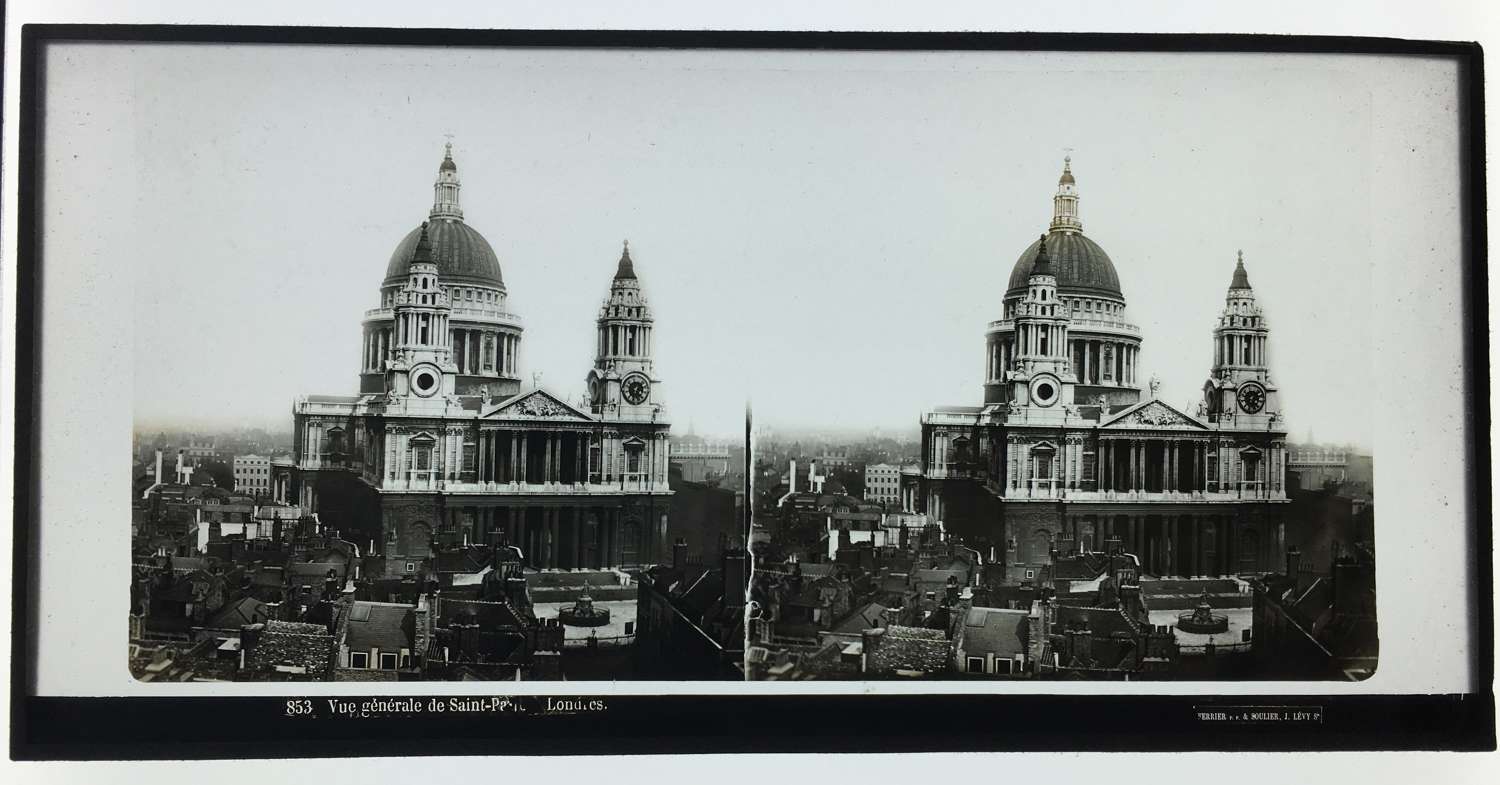 Glass Stereoview St Paul's Cathedral London C1860