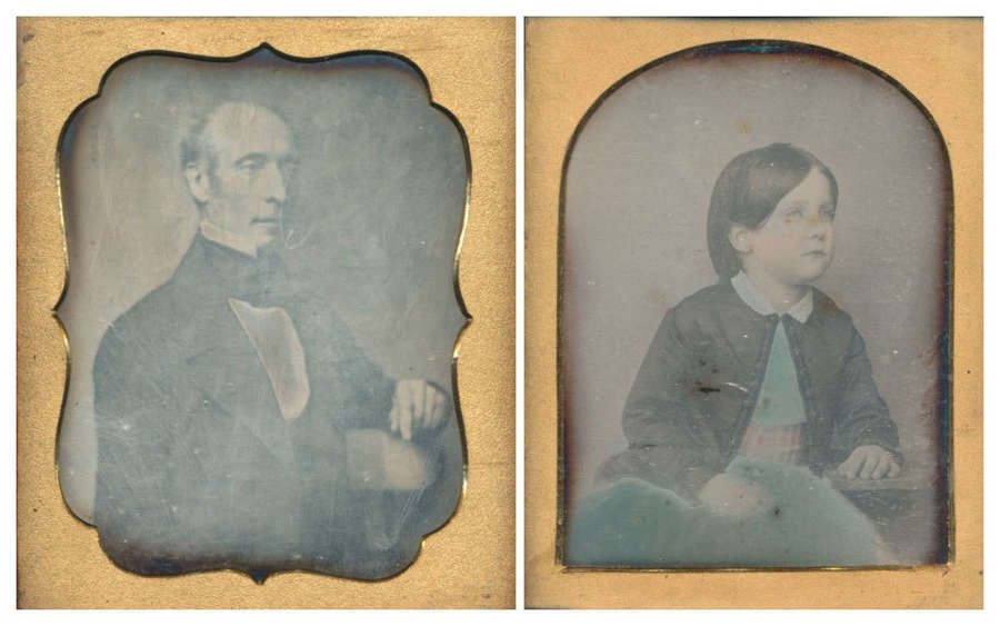 Two Rare Irish Daguerreotypes of Father & Daughter, Ireland 1850-52