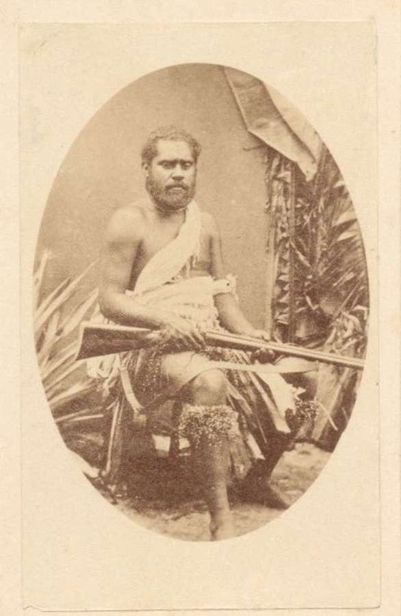 CDV photo Maori with gun,&nbsp;New Zealand C1875